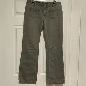 Olive low-rise bootcut khakis
